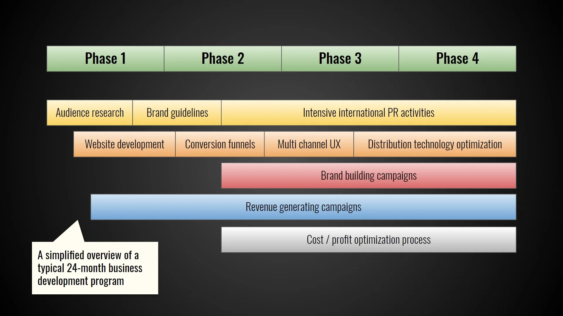 A simplified representation of a typical 24-month program