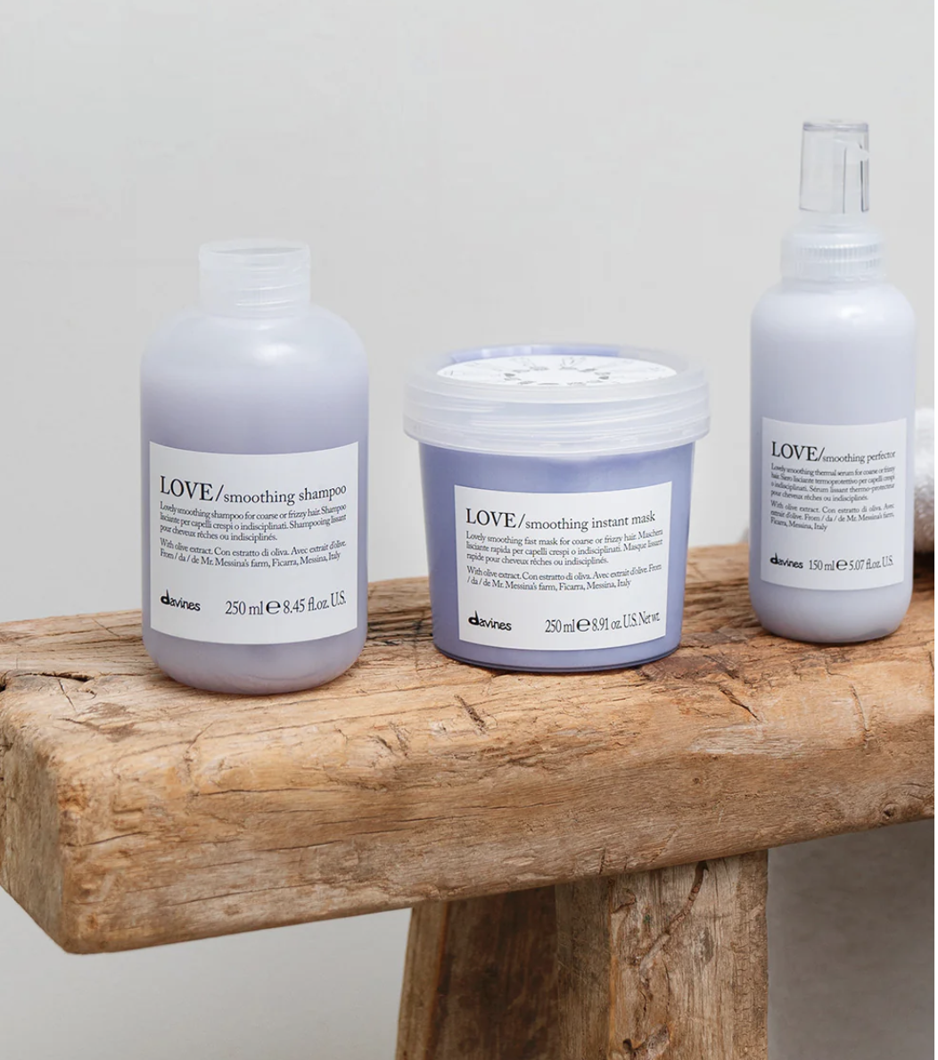 Davines Love Smoothing Shampoo, Love Smoothing Conditioner, Love Smoothing Perfector