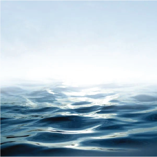 Ocean water with gentle waves under a cloudy sky