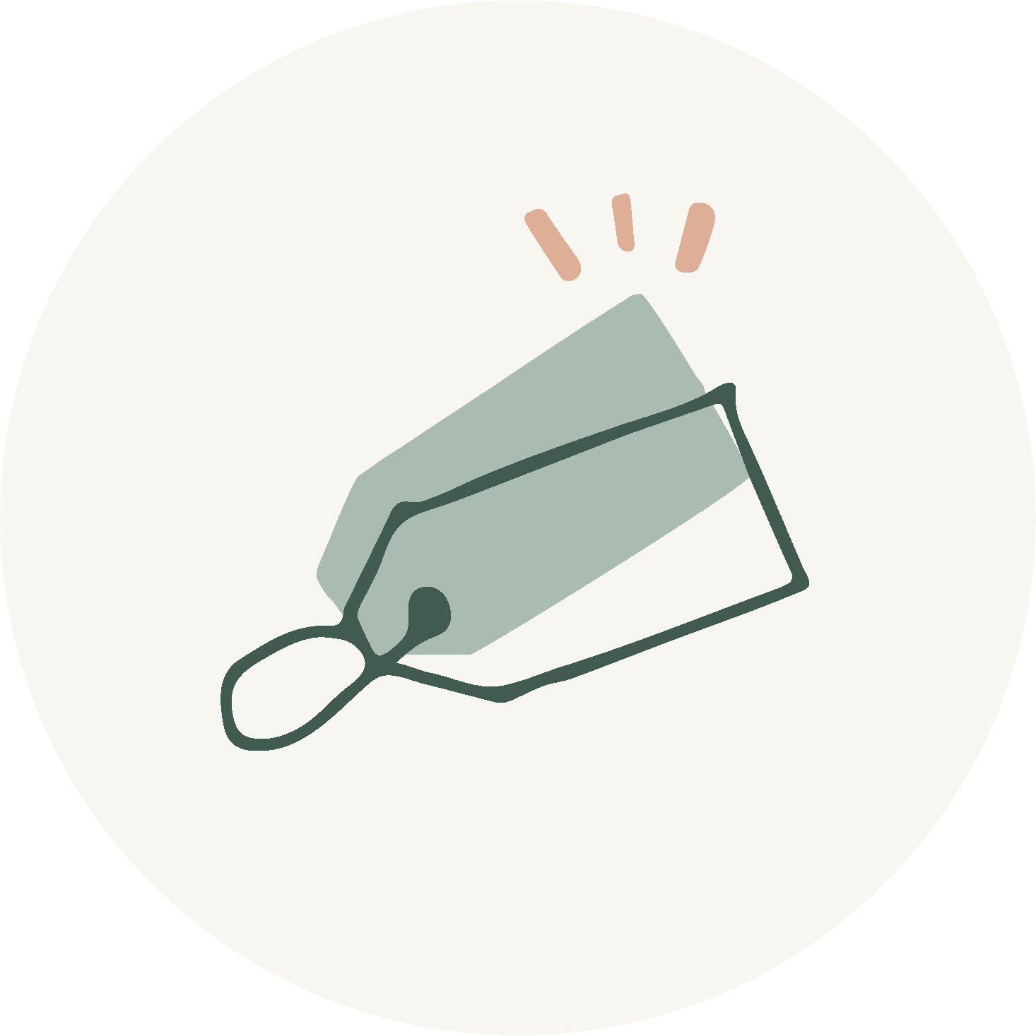 Minimalist illustration of a glue bottle with a buckled label and a glue stick with cap, depicted with simple lines and soft colors.