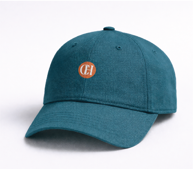 Blue cap with an orange circle containing white initials 'CH' on the front.