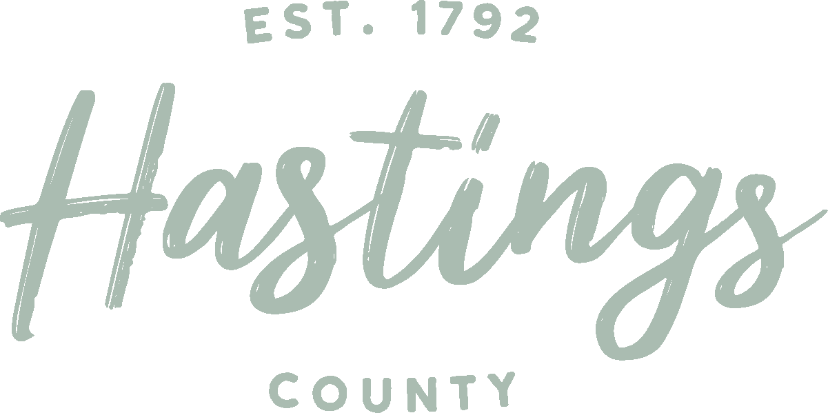 Graphic design of the words "Hastings County" with "EST. 1792" written above