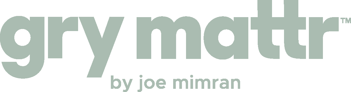 Gry Matter logo with the text 'gry matter by joe mimran' underneath.