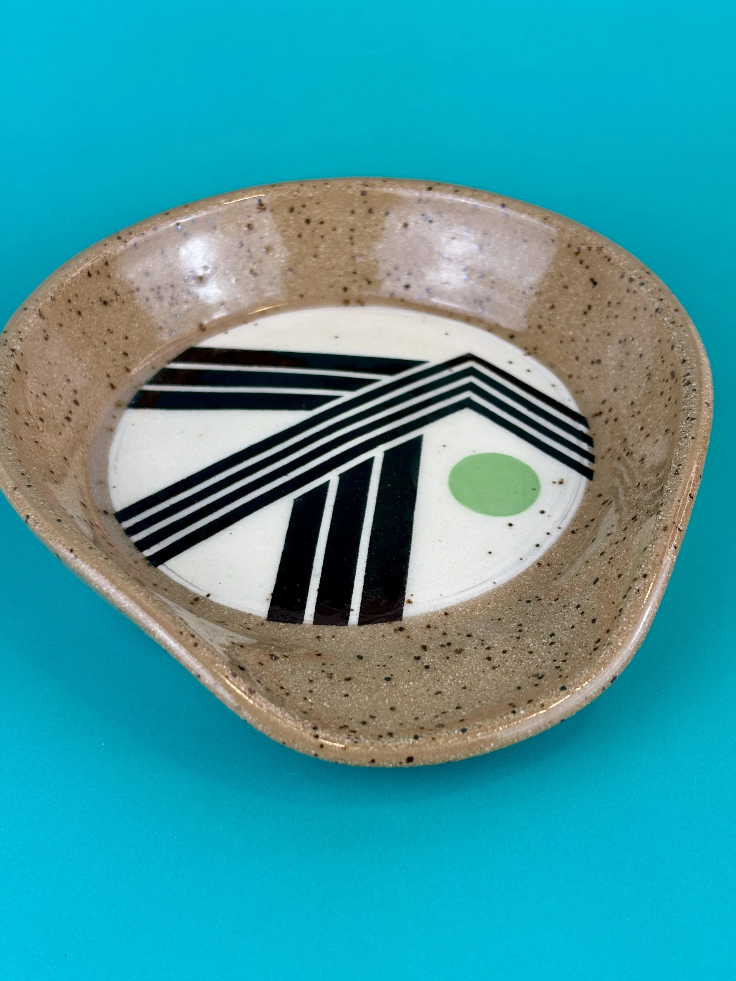 Speckled Spoon Rest w/ Spring Green Circle
