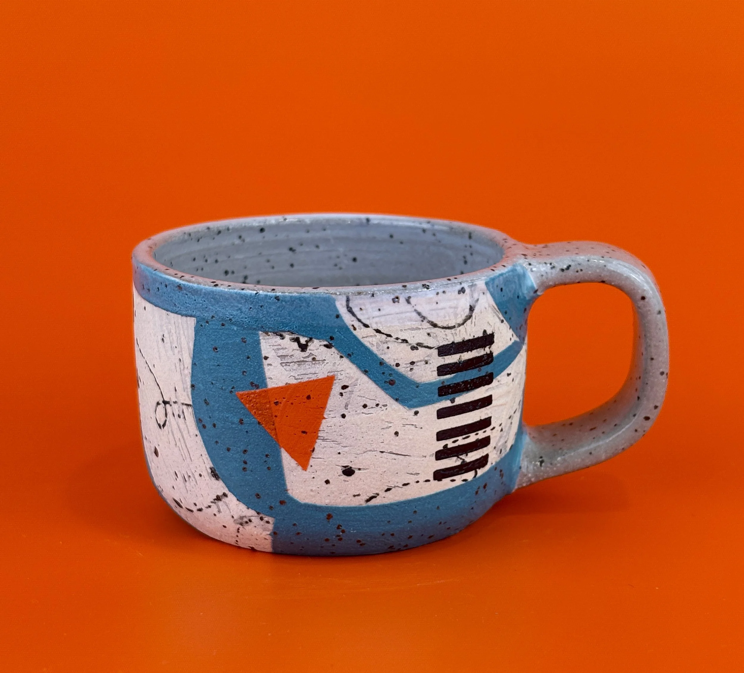 Tiny Monoprint Mug in Turquoise