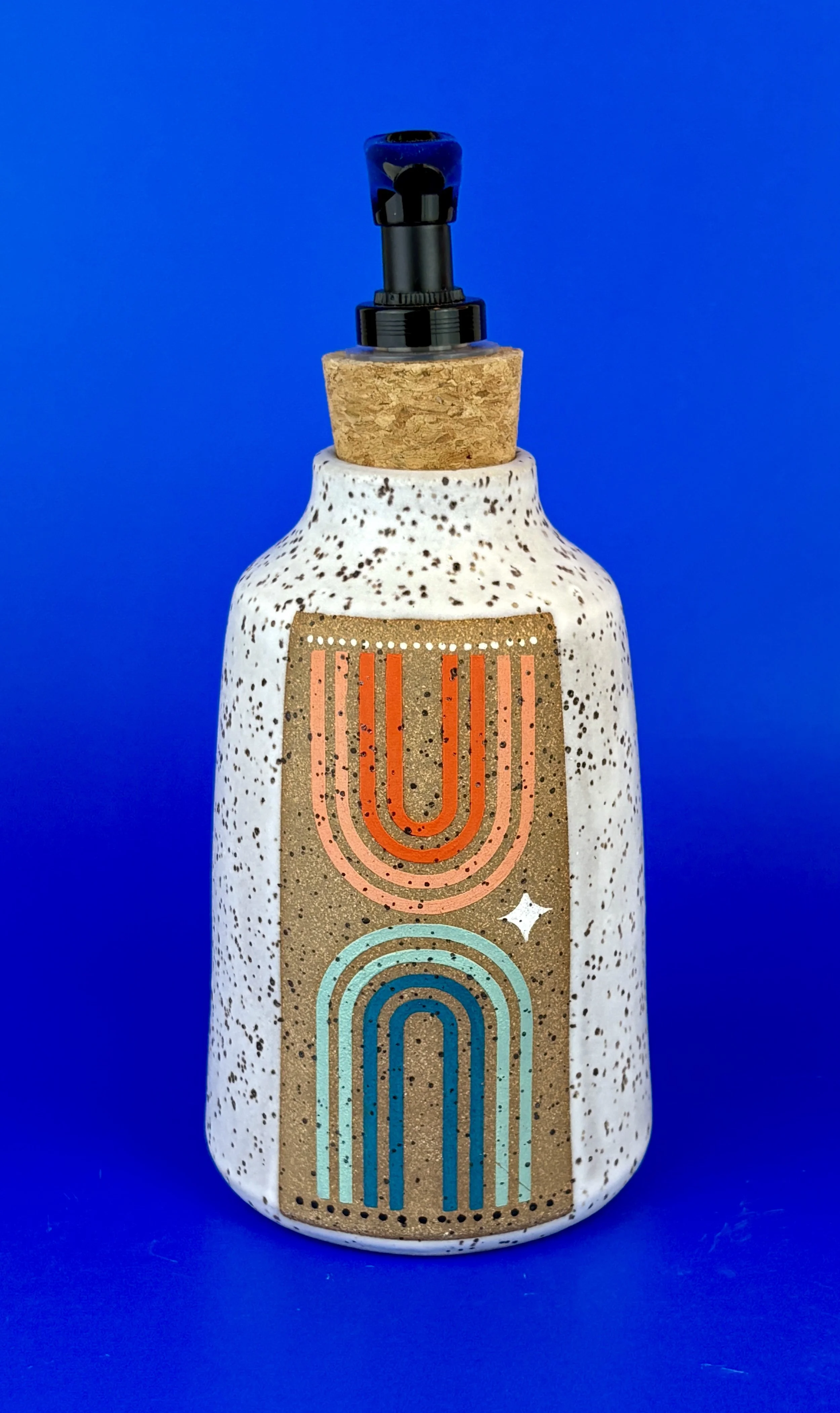 Speckled Soap Pump, Rainbow Magic in White