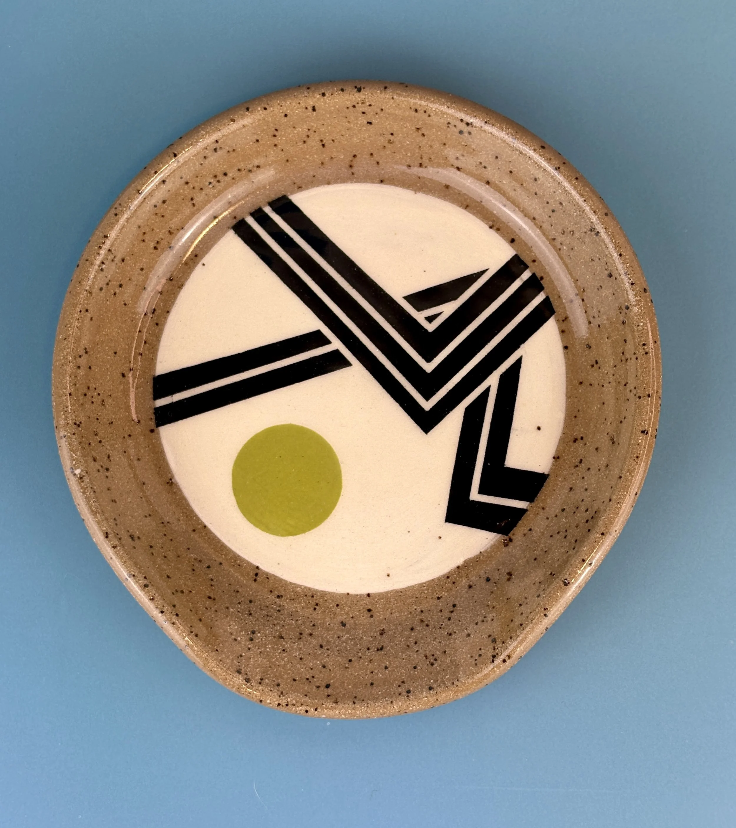 Speckled Spoon Rest w/ Avocado Green Circle
