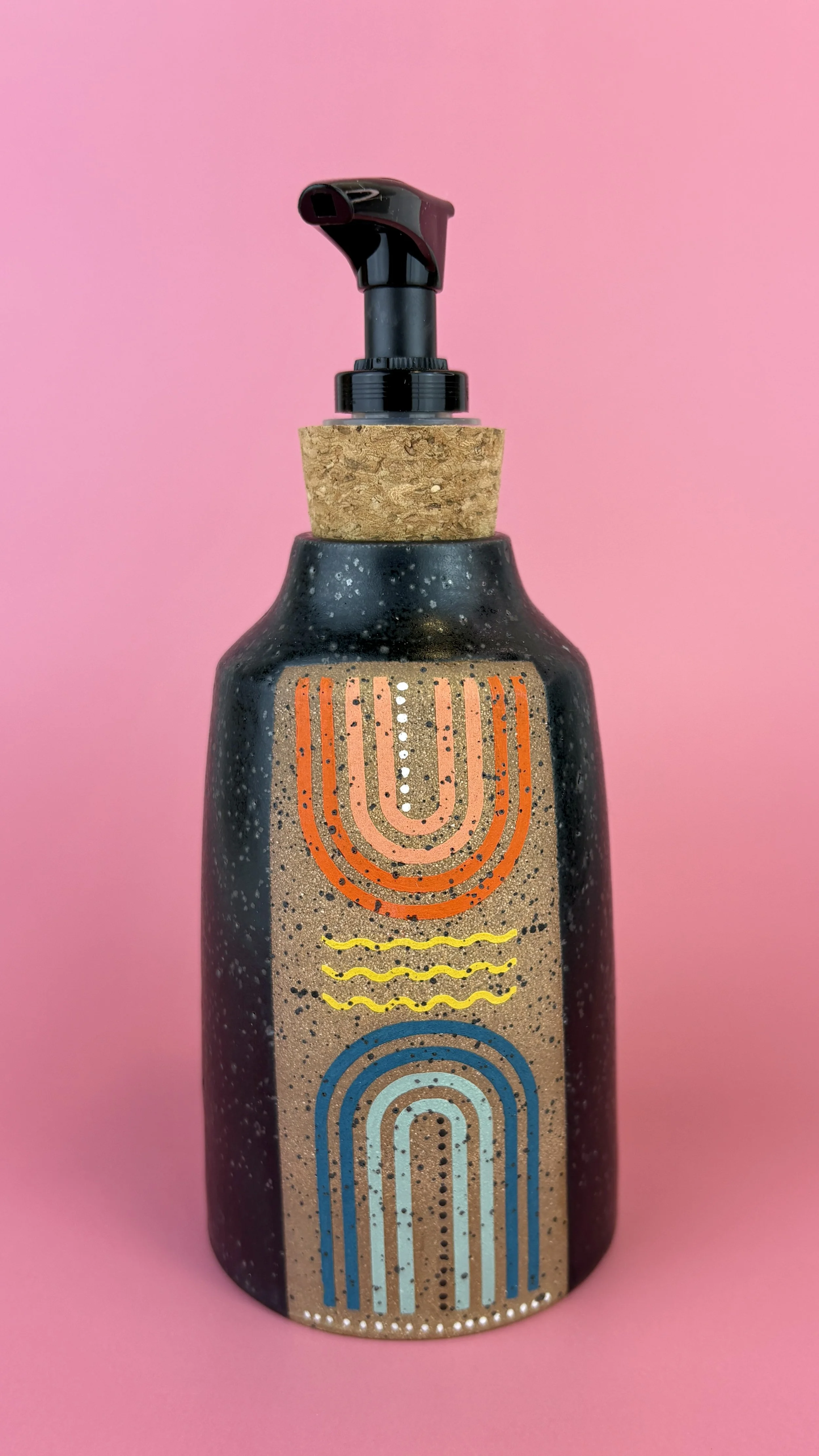 Speckled Soap Pump, Rainbow Magic in Black