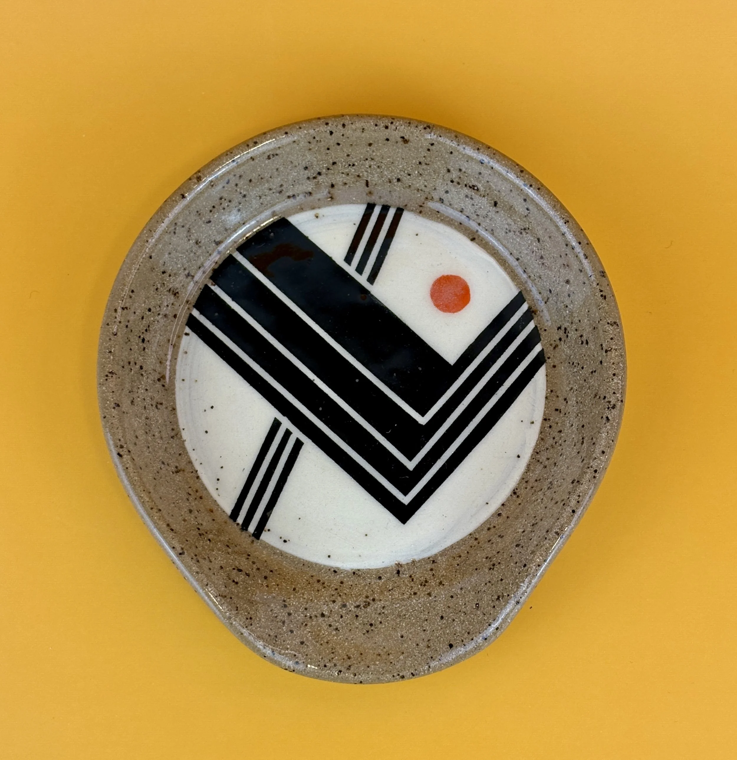 Speckled Spoon Rest w/ Orange Circle