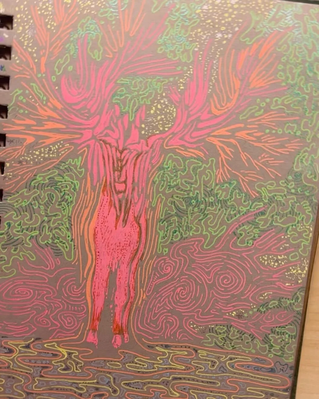 deer spirit 🦌 

the world can be both glowing and sparkly. imagine that. 

far out 

#deer #glow #sparkle #blacklight #trippy 💫