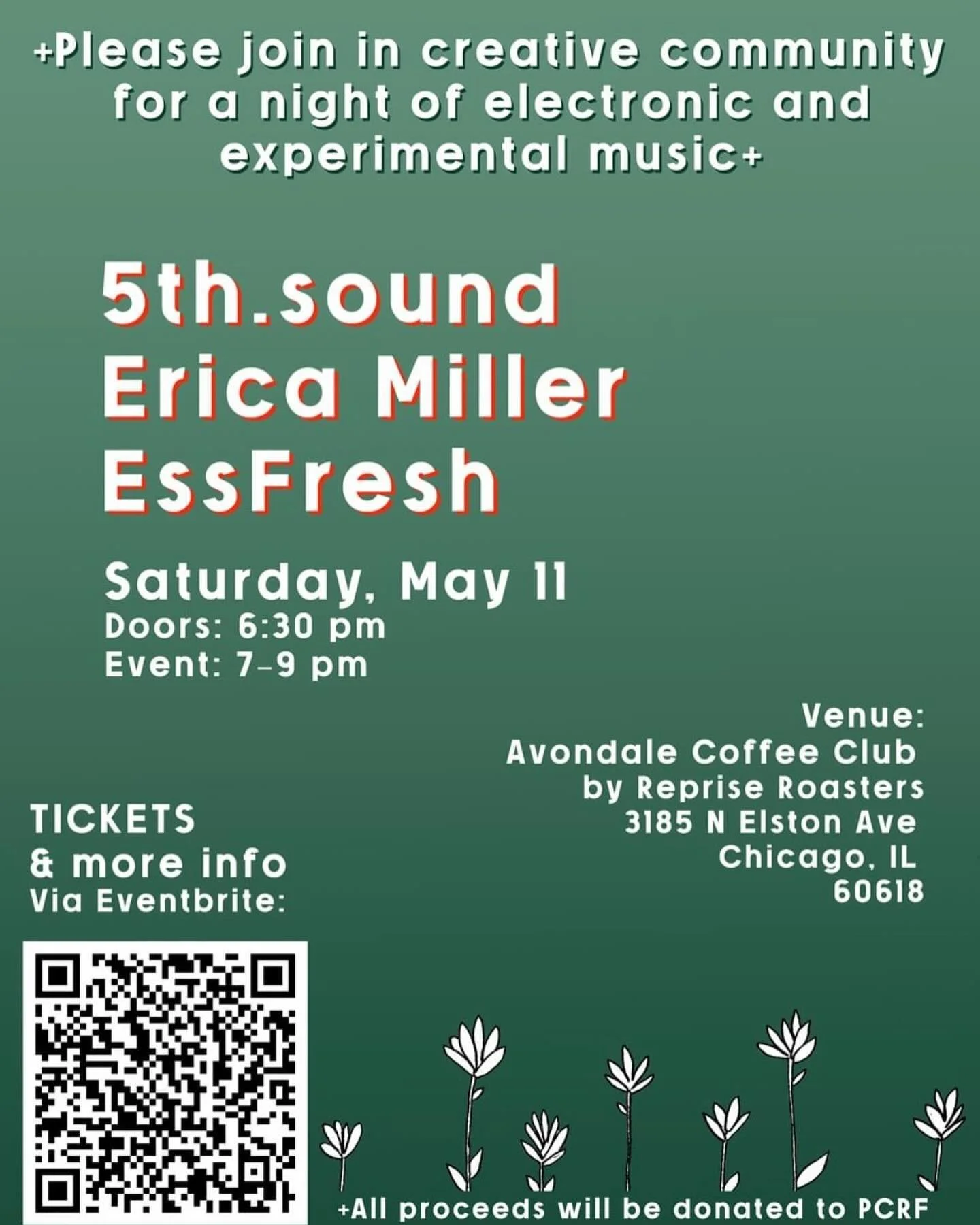 Join us on Saturday for an evening of electronic music featuring @essfresh @ericamillermusic and myself. We&rsquo;re hoping to join together in  an evening of solidarity, commemoration, and meditation. All proceeds from the show go to PCRF. 

Huge th