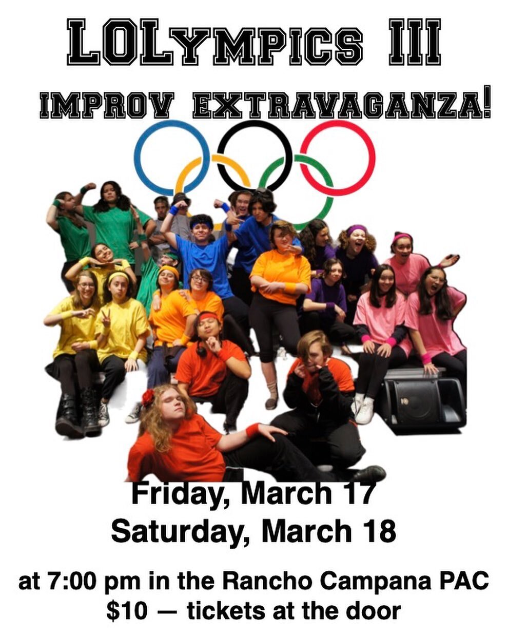 These are the fiercely funny teams competing for points and laughs at LOLympics III this week! Also, catch special guests @rchs_danceteam performing at halftime💜. Friday. Saturday. 7 pm. PAC. Just $10.