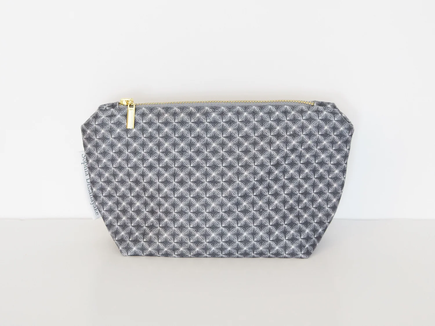 Grey Flower Wash Bag - Small