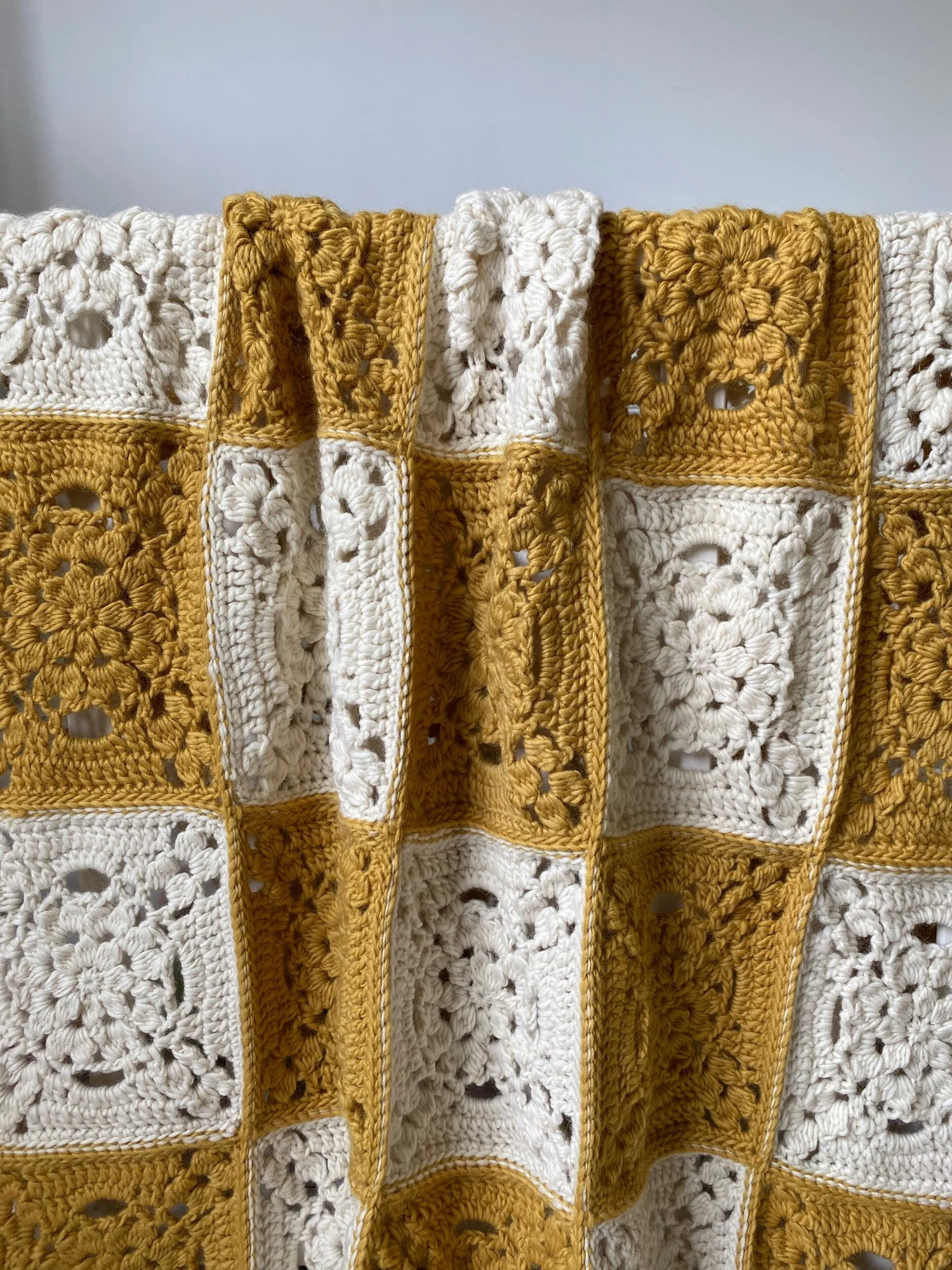 Ochre Yellow and Ivory Granny Square Blanket — Sophia Dissanayake 