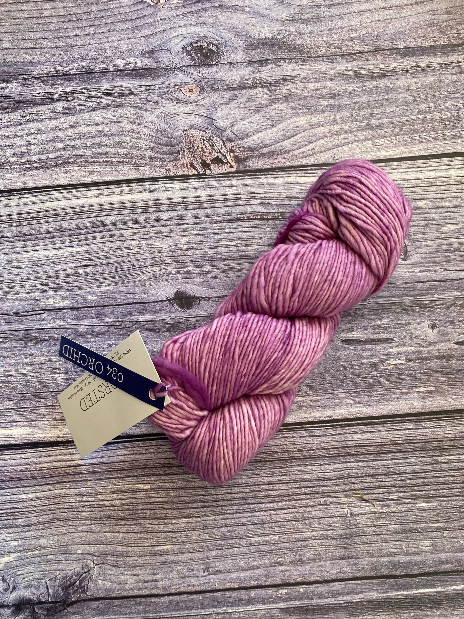Malabrigo Worsted Orchid, pink worsted weight merino wool