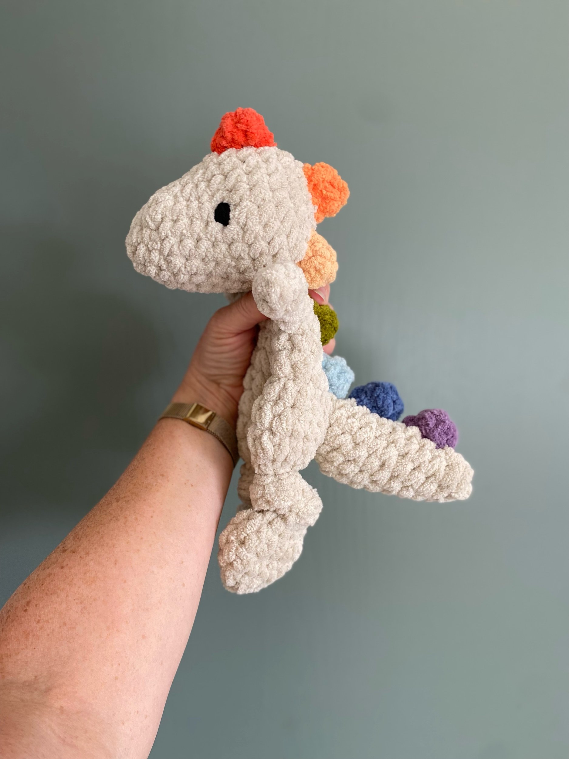 crochet dino, montessori toys, heirloom gifts
