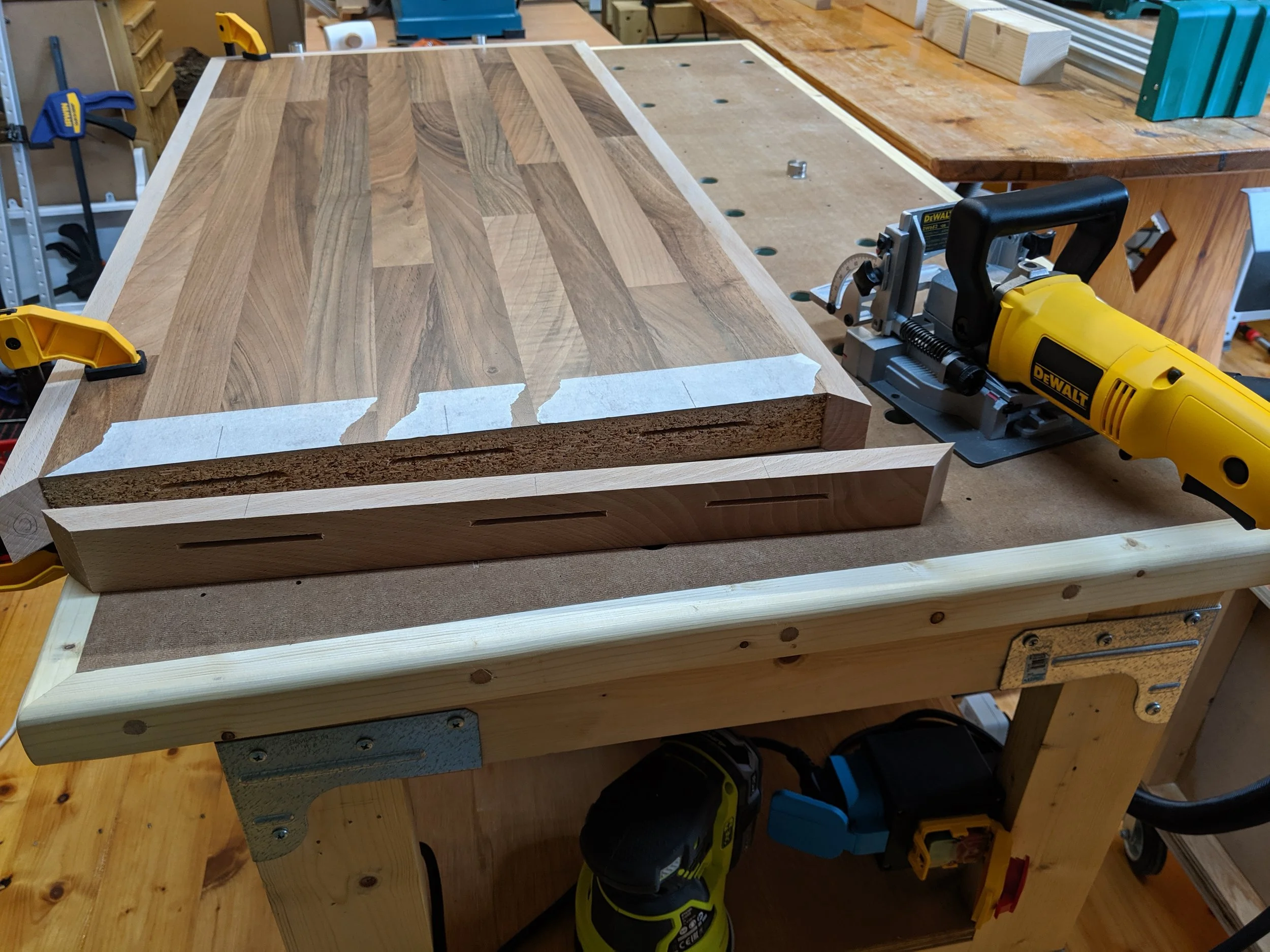 Fourth side - biscuit mortises drilled