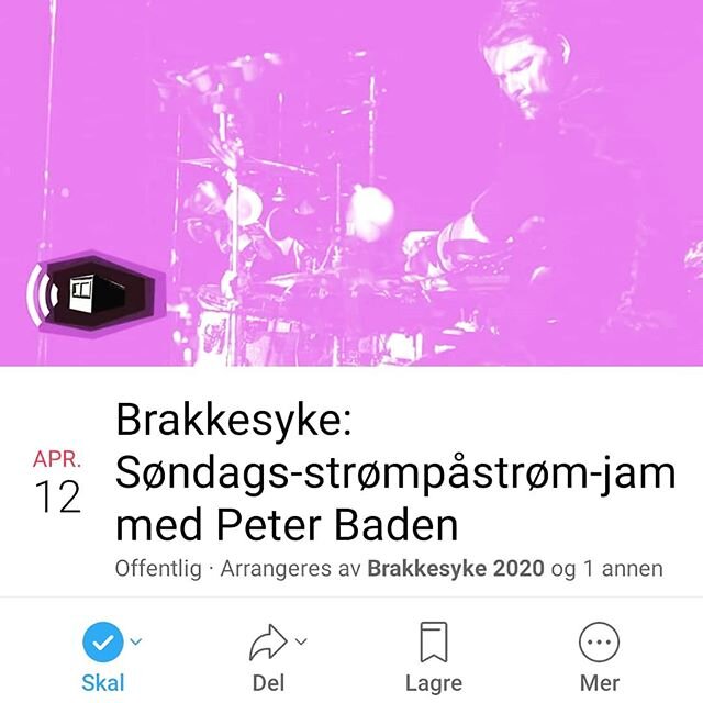 I KVELD kl 22 konsert p&aring; #brakkesyke2020 FB !
Samspill er vanskelig n&aring;, s&aring; derfor lager vi  #str&oslash;mp&aring;str&oslash;m !  Konsept: Jeg improviserer frem en livekonsert og str&oslash;mmer ut den. Og s&aring; spiller  flere and