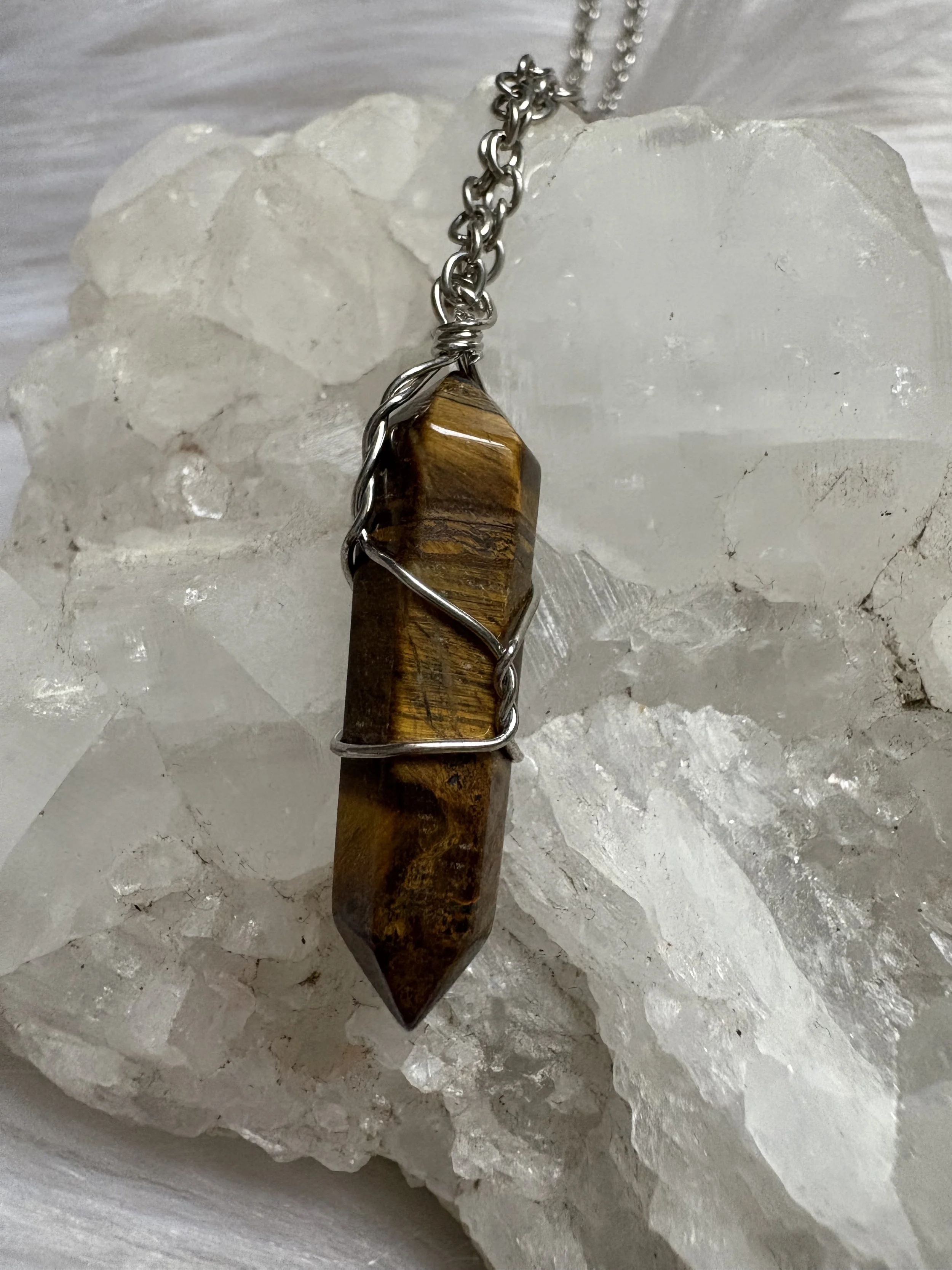 Wire Wrapped Tigers Eye Necklace