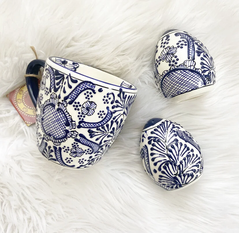 Blue hand painted mug