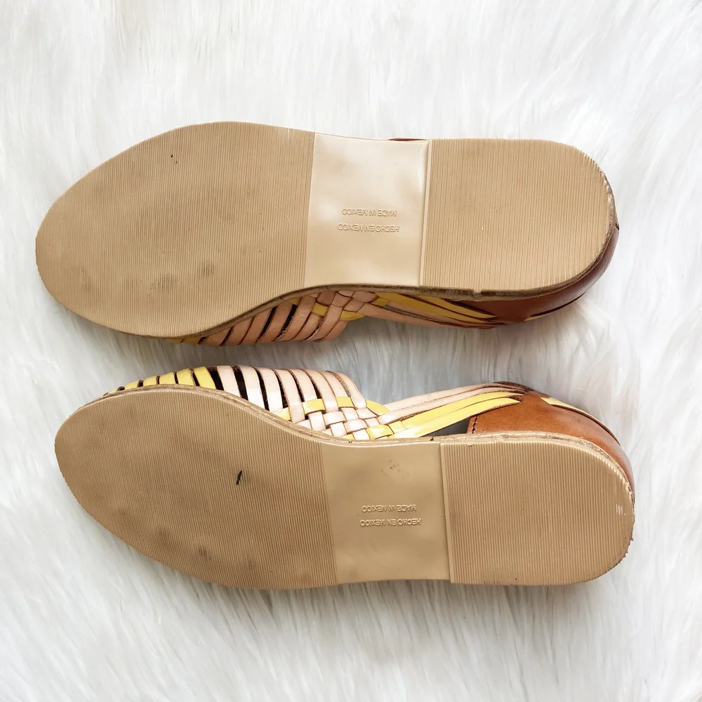 Huarache Mexican Sandals Yellow — LOTUS MOON MARKET display picture 1