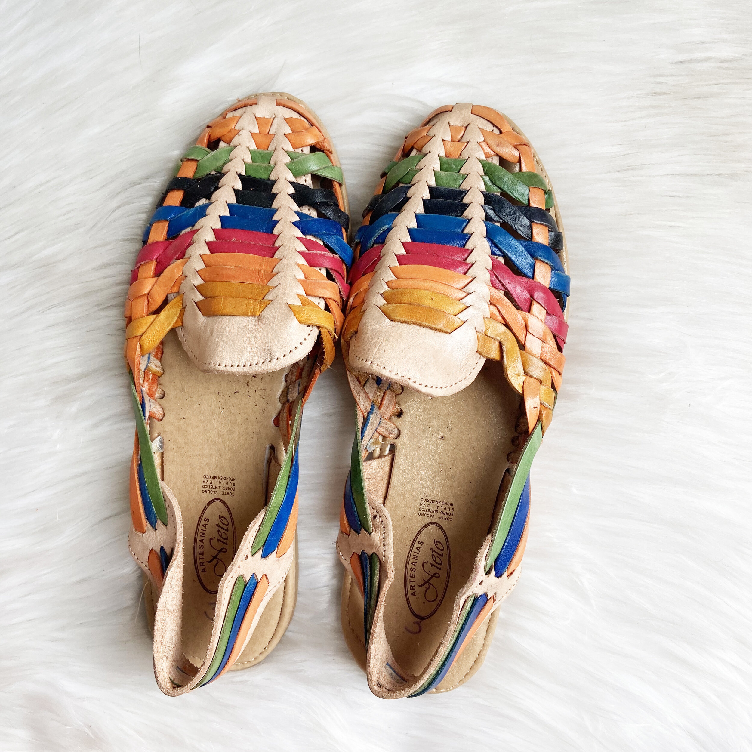 Huarache Mexican Sandals Rainbow Orange