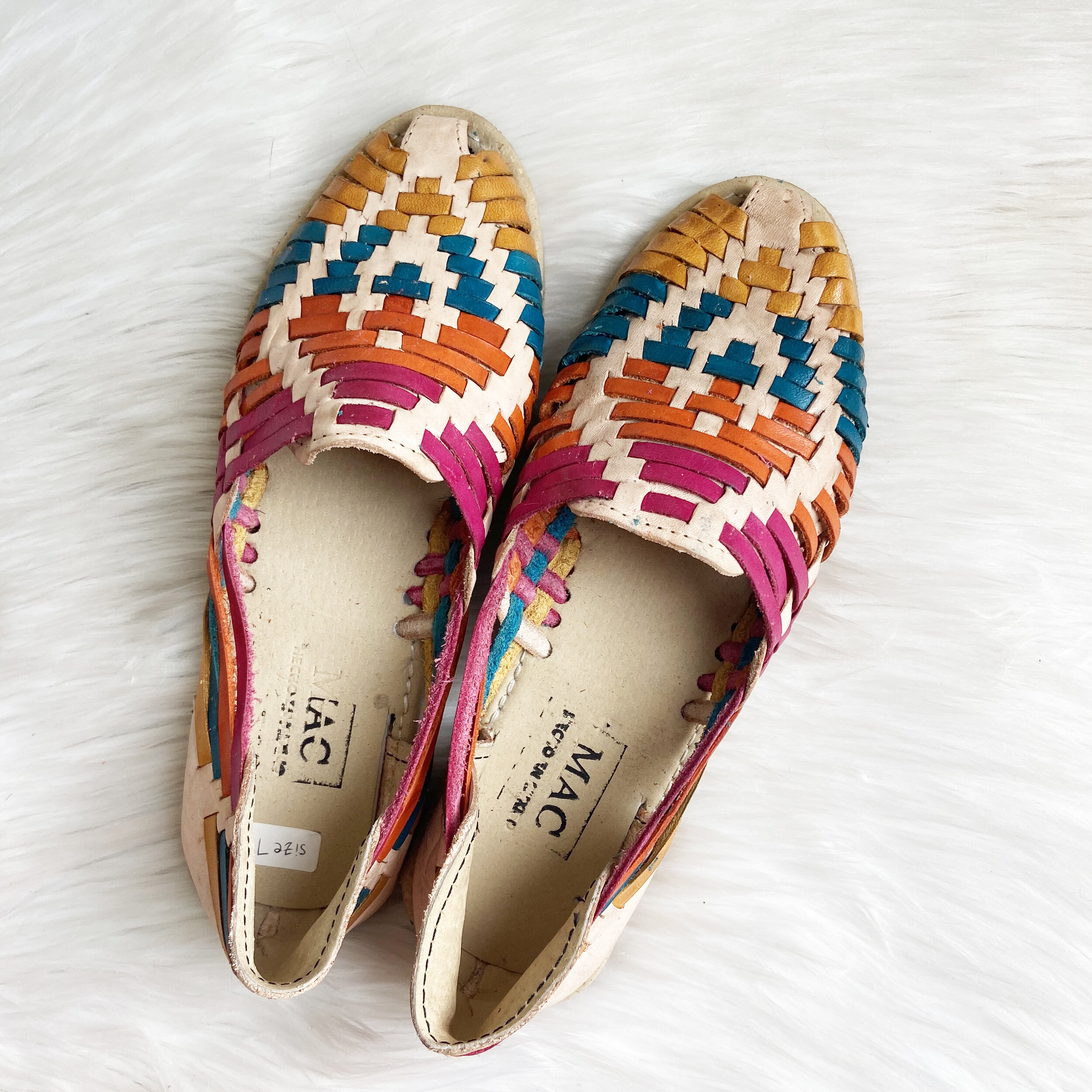 Huarache Mexican Sandals Rainbow Pink