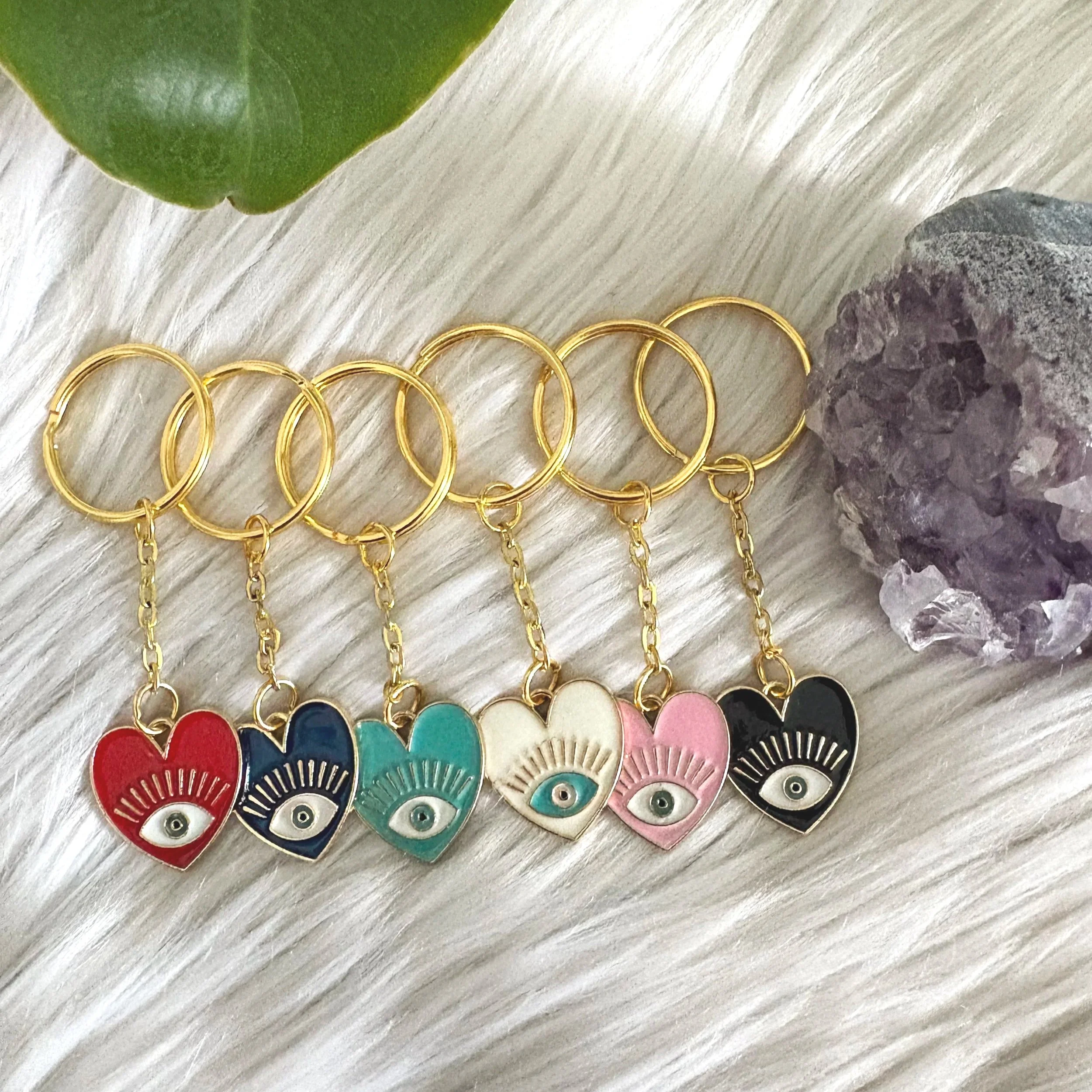 Evil Eye Heart Keychain