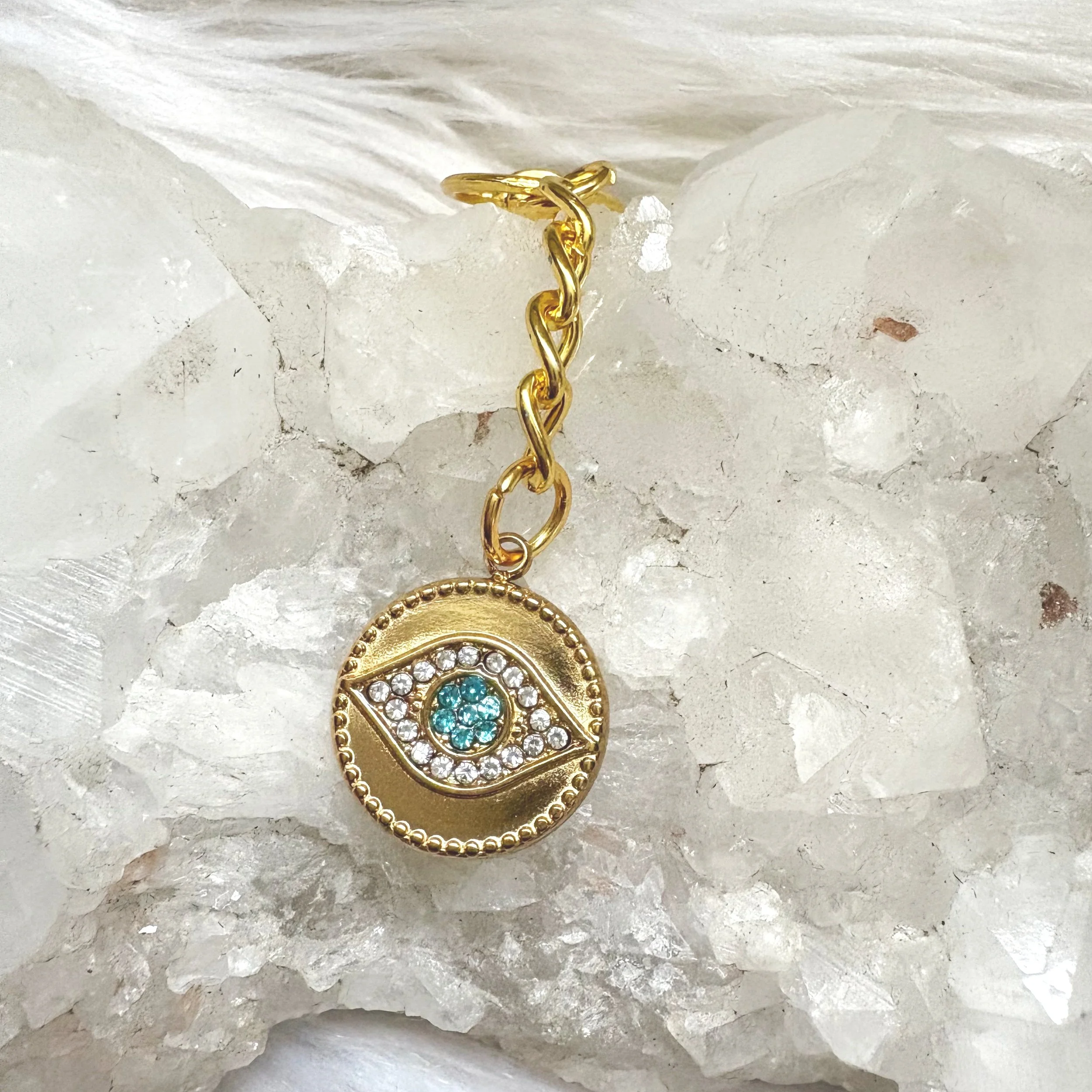 Evil Eye Coin Rhinestone Keychain
