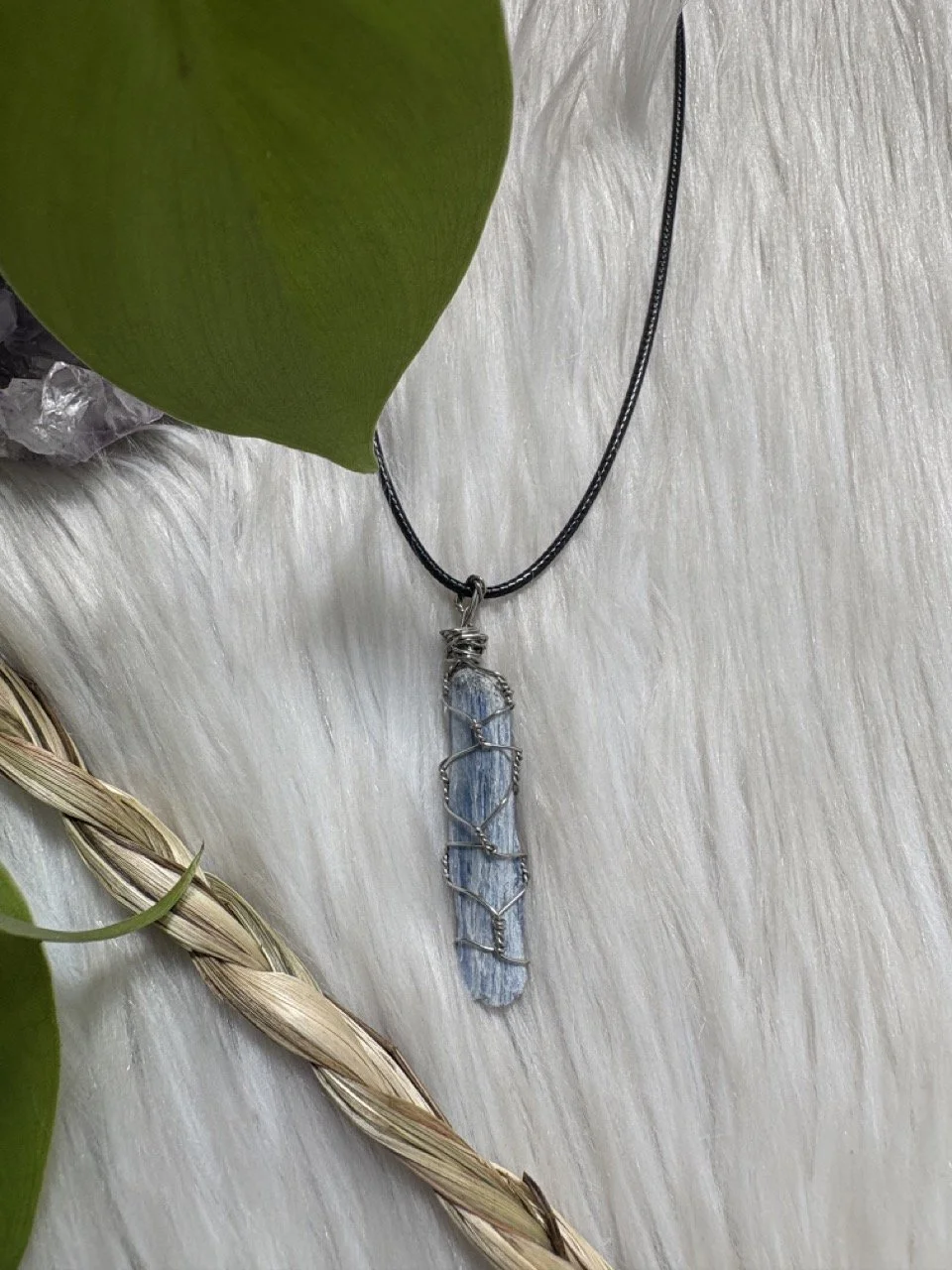 Wire Wrapped Silver Colored Kyanite