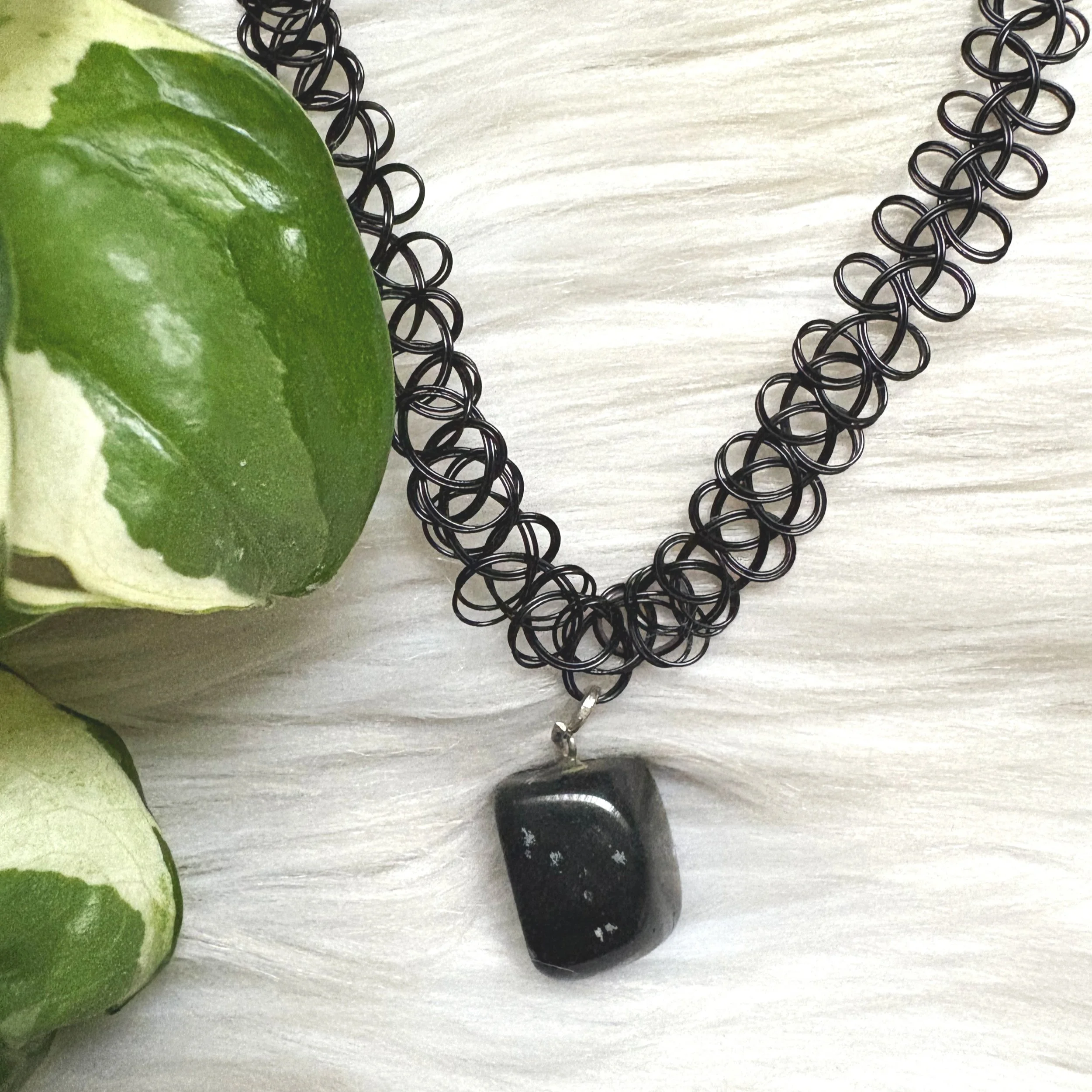 Snowflake Obsidian Choker