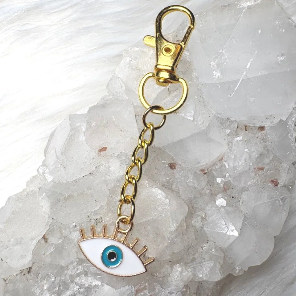 Evil Eye Chain Keychain White