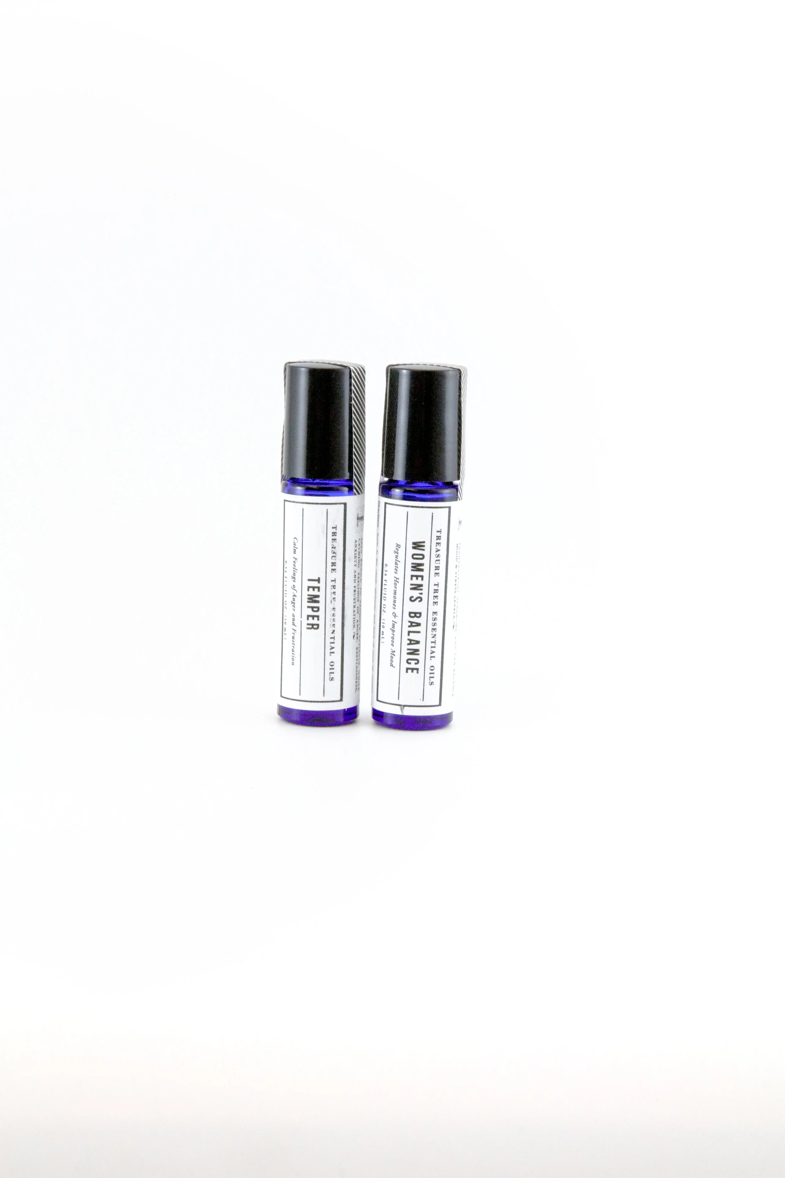 Therapeutic Item: Treasure Tree Oil SIMPLY ESSENTIAL TREASURE TREE OILS are essential oils that benefit emotional and physical wellness. This is a natural alternative to conventional medications. TEMPER : Helps calm feelings of anger, frustration, and restlessness and promotes patience. HOW TO USE: Apply on wrists, back of the neck, over the heart area and bottoms of feet. WOMEN’S BALANCE : Helps alleviate symptoms often associated with PMS by balancing hormones, and ease tension. HOW TO USE: Apply to the chest, abdomen, and back of the neck as needed. Avoid contact on or near the eyes, mouth, or sensitive areas. Not for internal use.