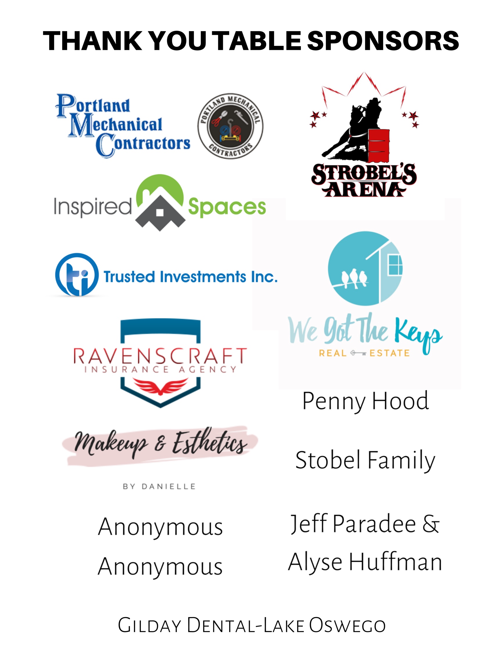 TABLE SPONSORS