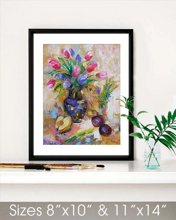 Still Life with Tulips-print sizes-8x10 & 11x14 sample when framed.jpg