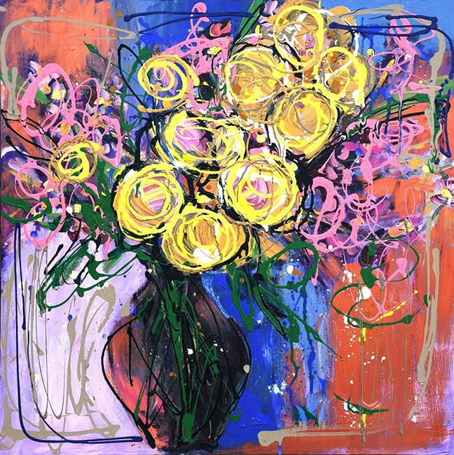 Happy Flowers, Giclee on Paper 