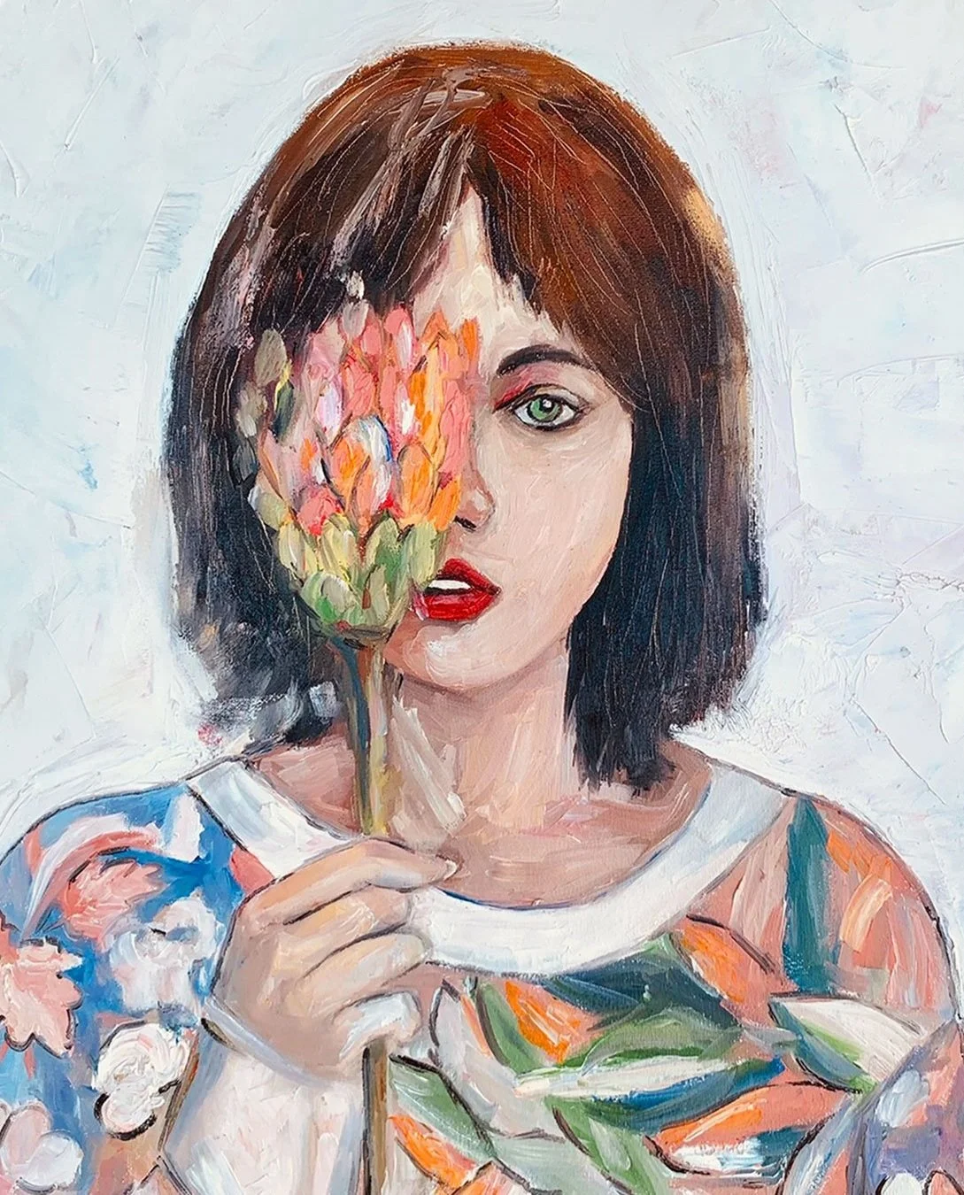 Woman with Artichoke, 16"x20" oil on canvas