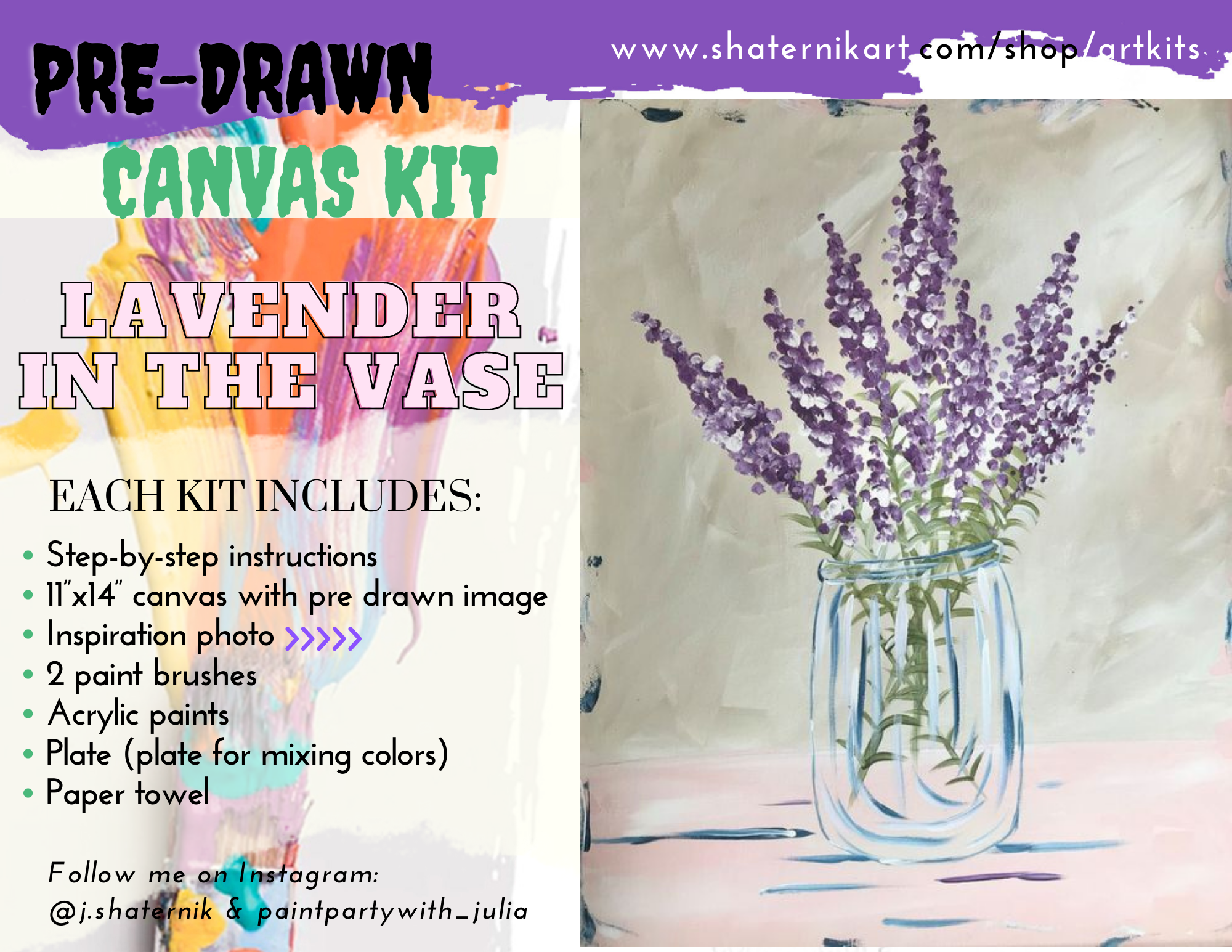 pre-drawn canvas kit Lavender.png