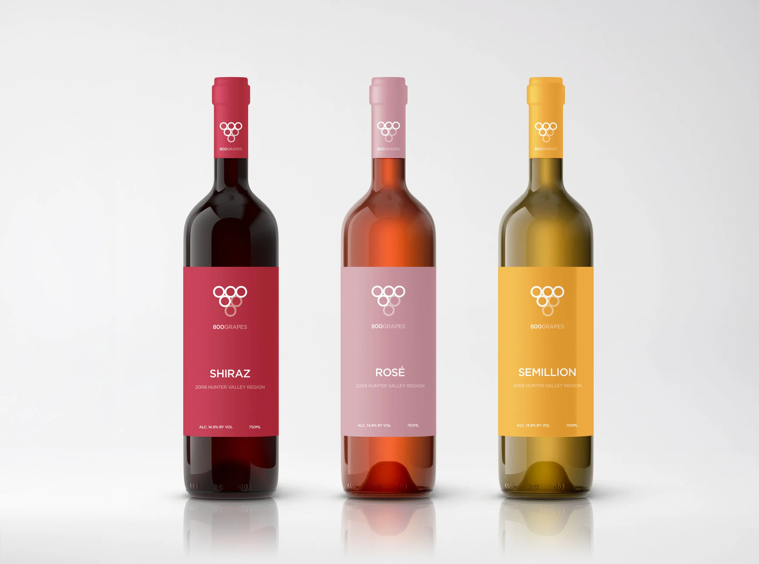   / THE CONCEPT   It takes up to 800 Grapes to make 1 bottle of wine. ‘800 Grapes’ is a winery based in the Hunter Valley of NSW. This one of the concepts I came up with for their branding and line of wine. 