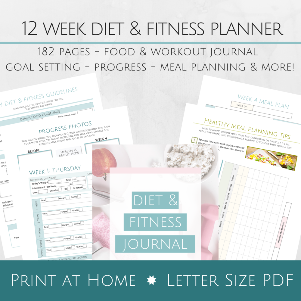 12 Week Epic Diet and Fitness Planner - Goal Setting - Meal Planning - Daily Tracking