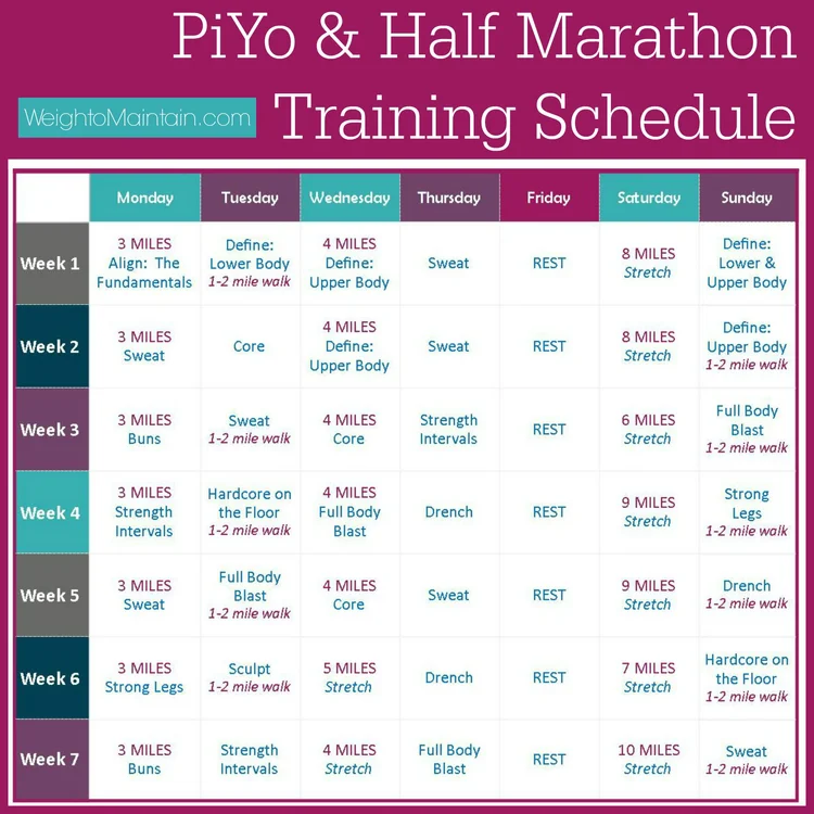 PiYo Half Marathon Training Plan — PLAN A HEALTHY LIFE