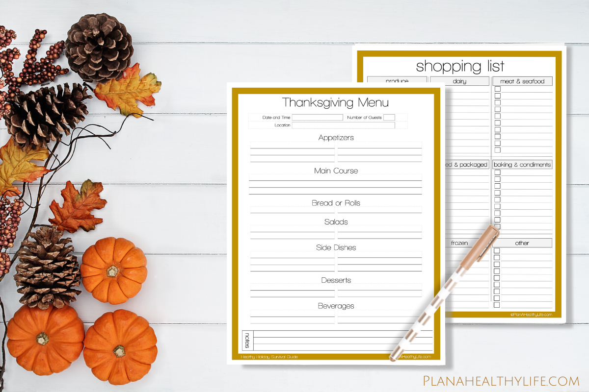 Free Thanksgiving Menu Planner And Shopping List Printables Plan A Healthy Life