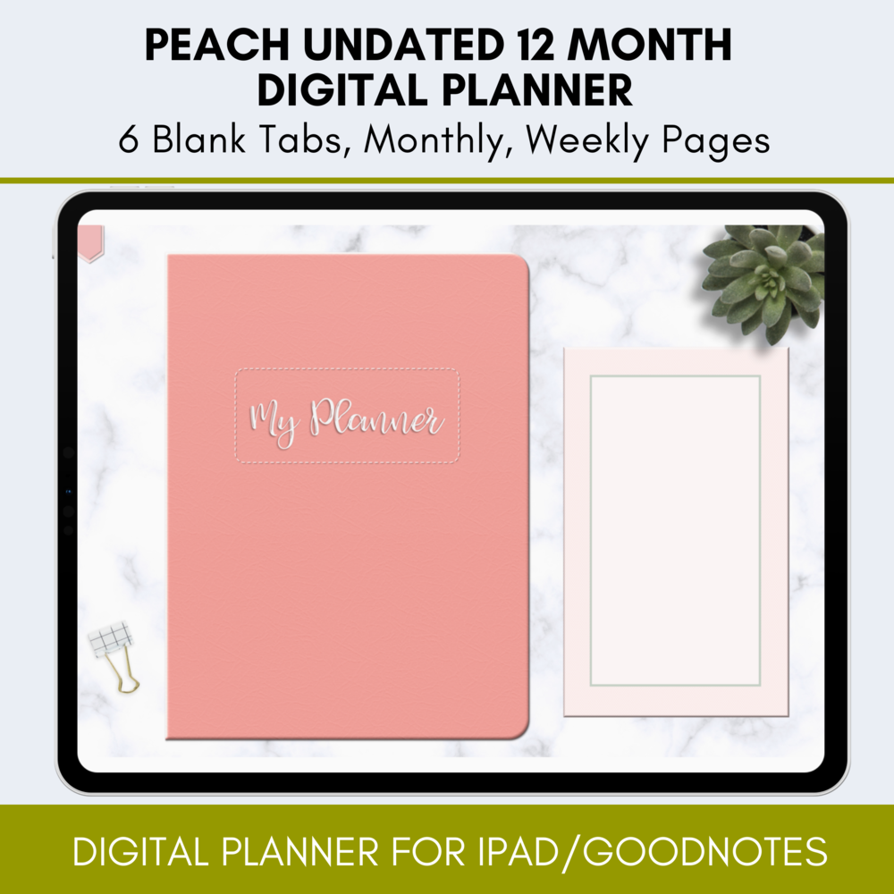 DIGITAL PLANNER: Undated 12 Month Planner with Monthly and Weekly Pages, and  Six Blank Notebook Sections