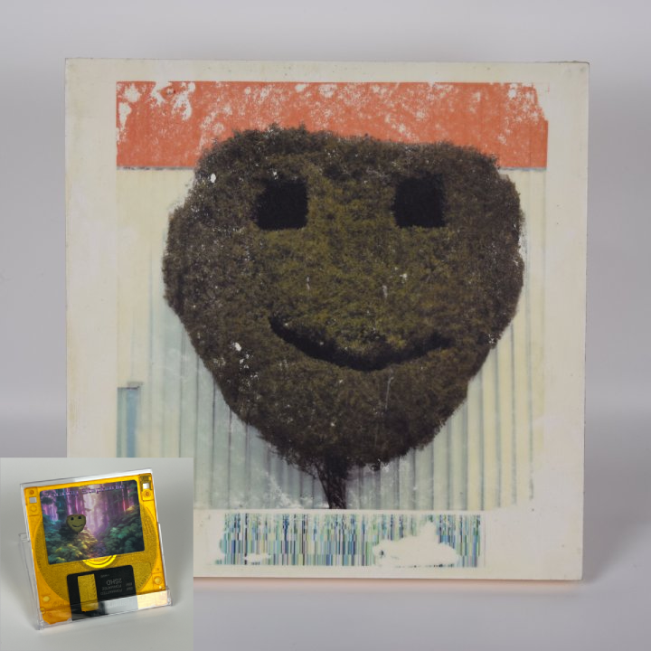 Happy Treez encaustic and floppy disk bundle