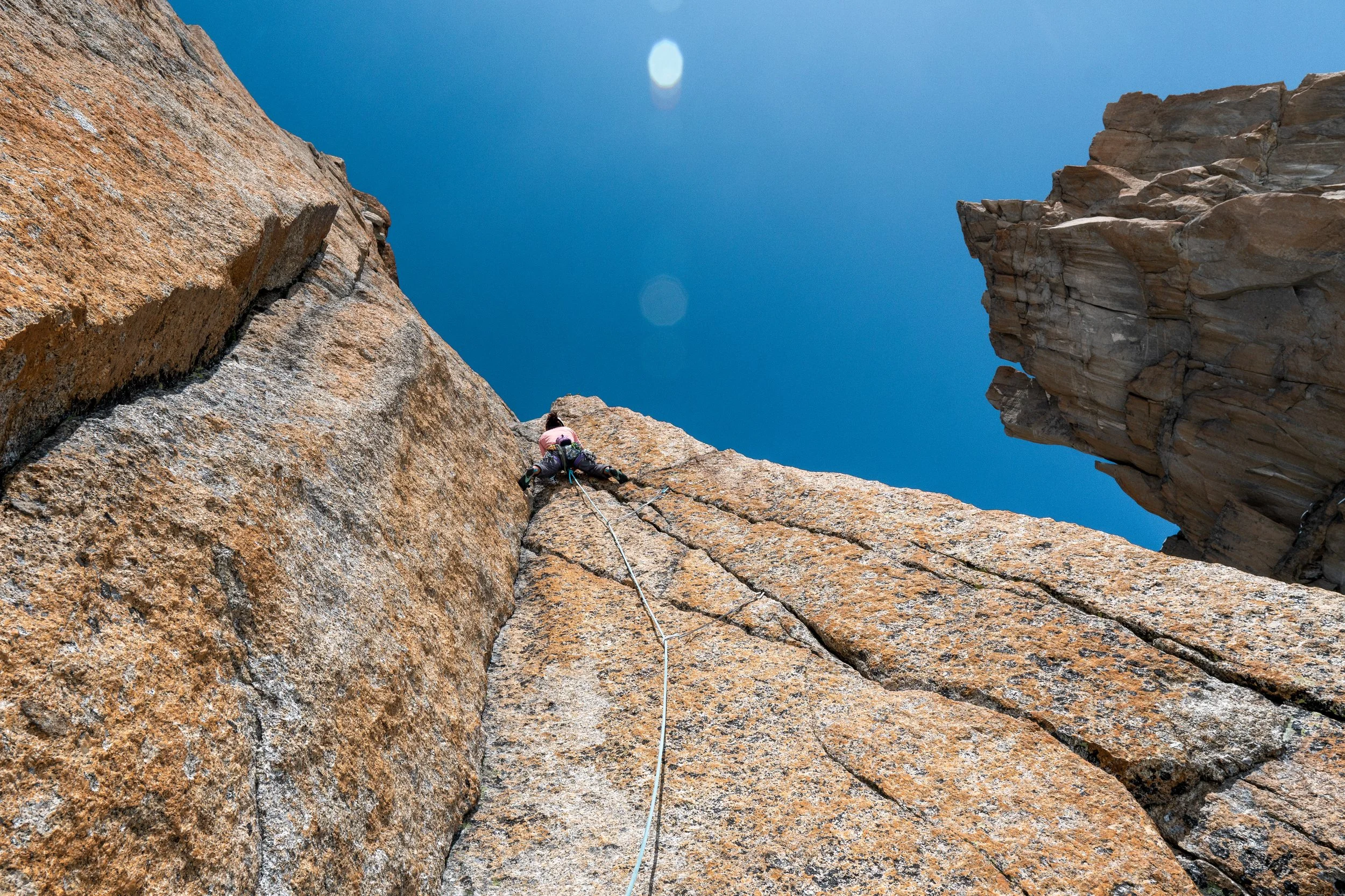  Climbing the Bonnati route on Chandelle  