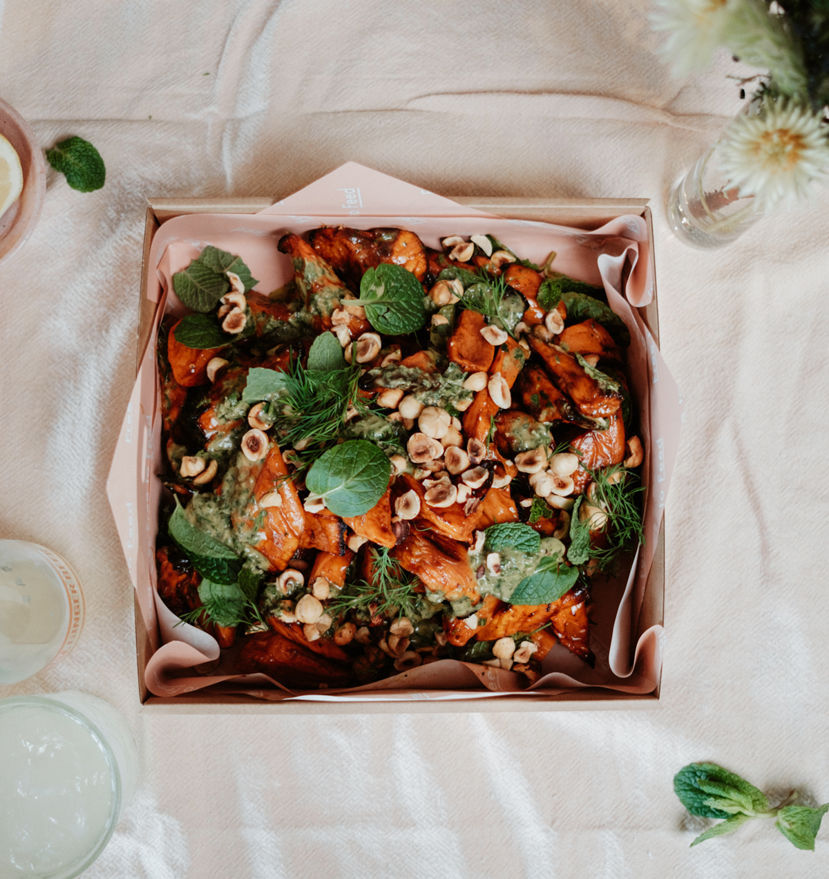 Berbere Roasted Sweet Potato w/ Hazelnuts, Fresh Herbs &amp; Orange Dressing