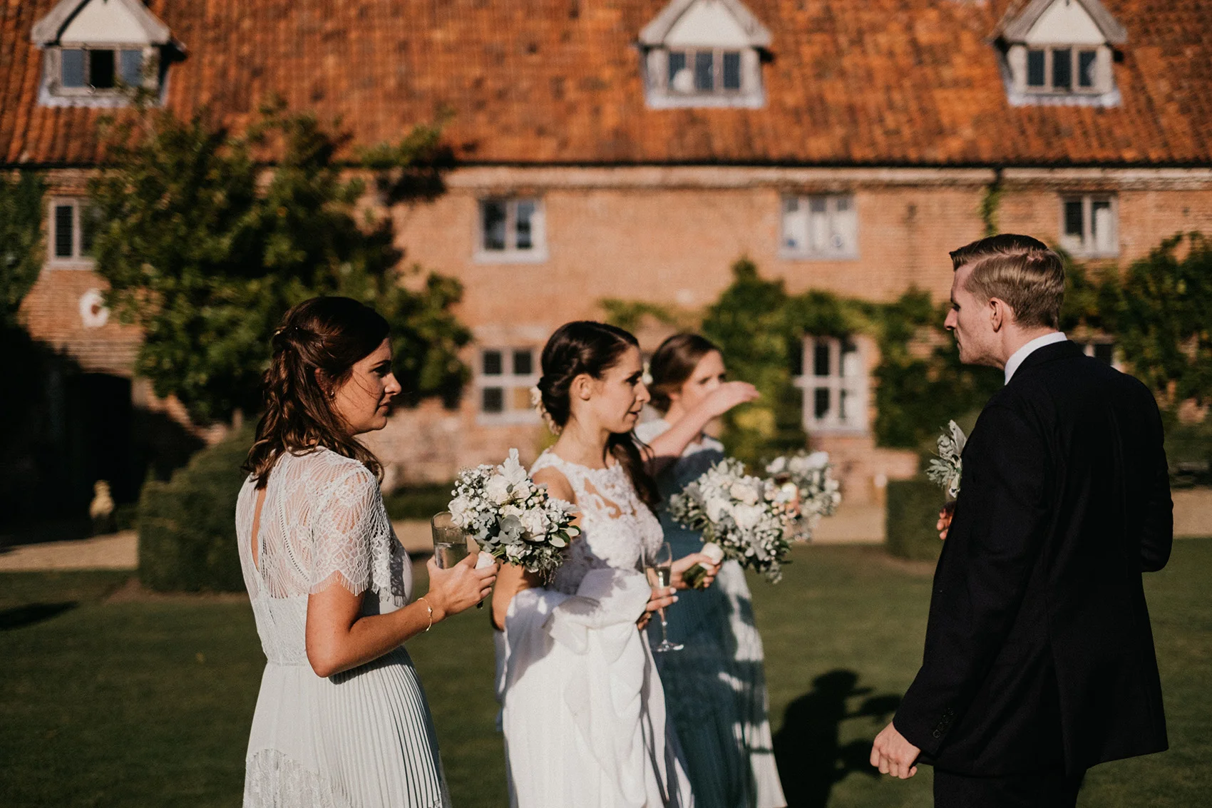 Bride with Bridesmaids at Norfolk wedding