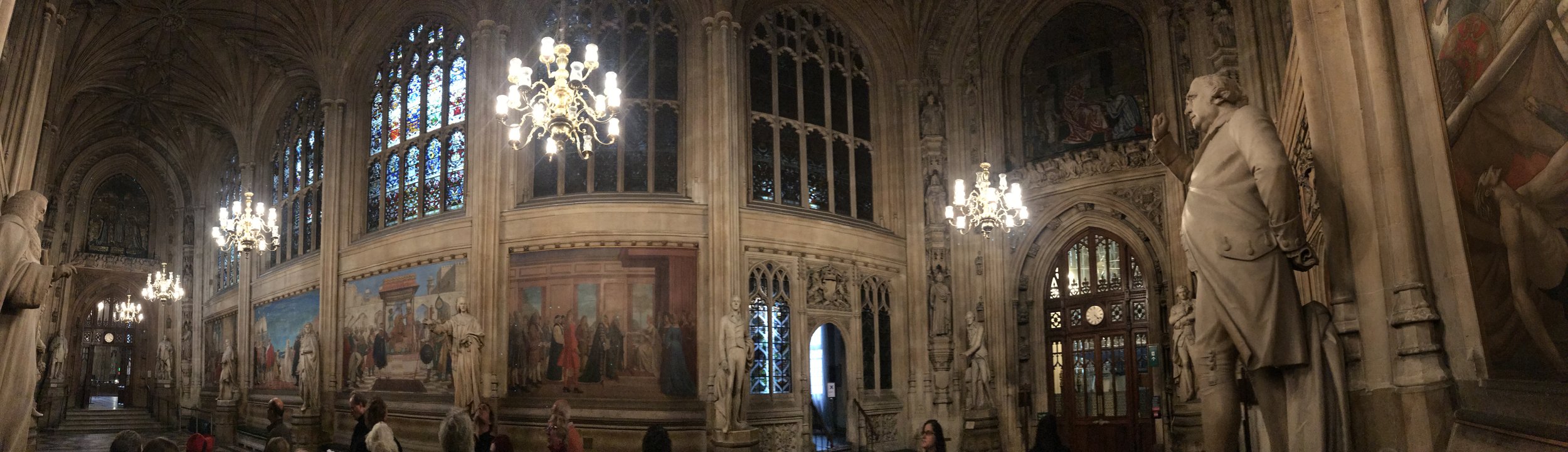 Panorama of St. Stephen’s Hall, Palace of Westminster. All photographs by Grace Lees-Maffei.