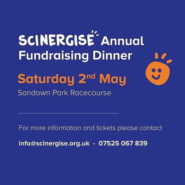It&rsquo;s back!! 😎

We are delighted to announce the details for our 2020 fundraising dinner being held at Sandown Park Racecourse on Saturday 2nd May!
.
To purchase tickets or for any further information, please contact info@scinergise.org.uk 💙🧡