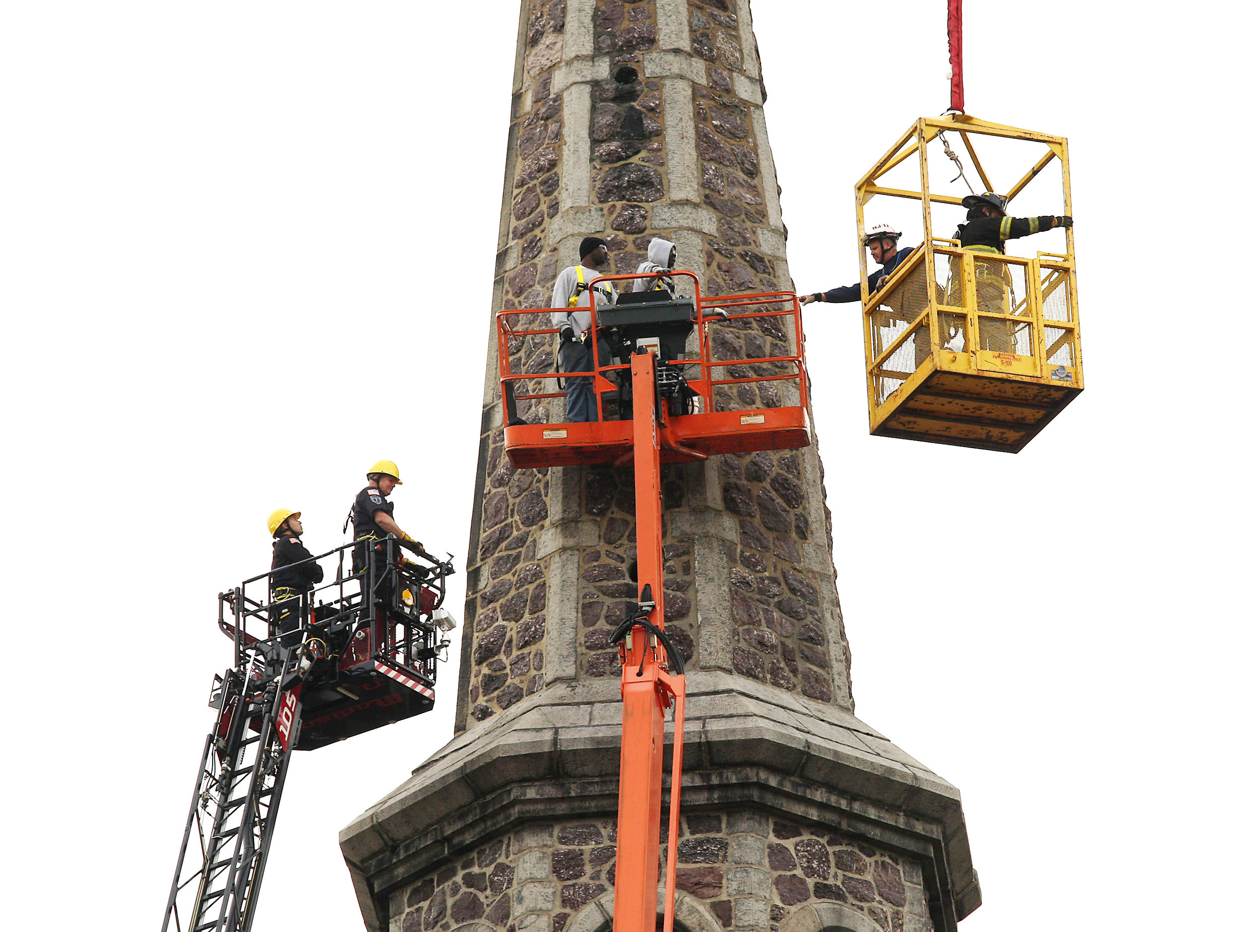 Steeple rescue. Morristown, NJ